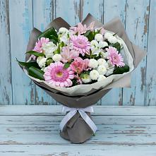 Букет цветов из:  Герберы, Альстромерии и Хризантемы в Нижнеивкино