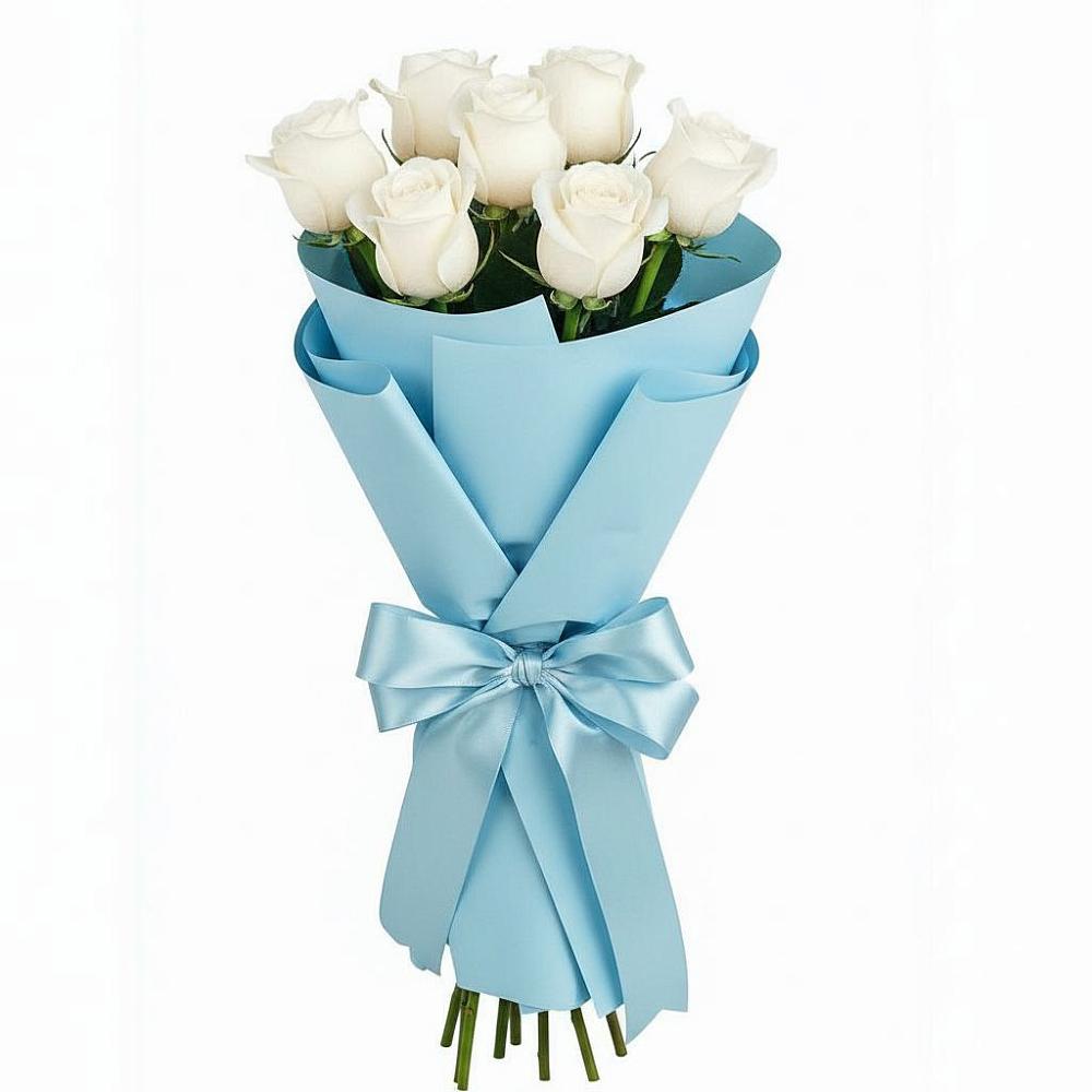 Букет 7 белых роз Проуд в Нижнеивкино