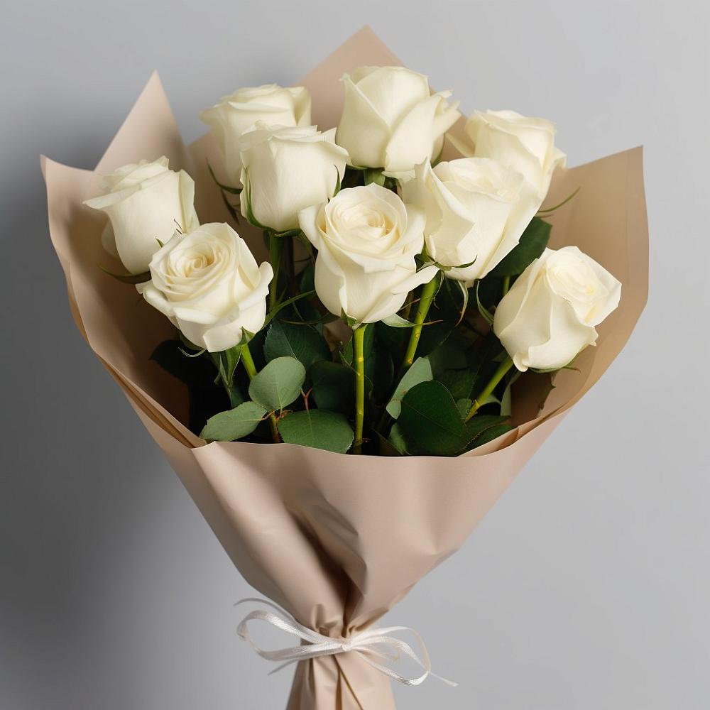 Букет 9 Белых роз Эдлесс Лав в Нижнеивкино