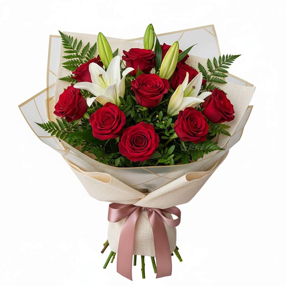 Букет цветов из: Лилии и Розы в Нижнеивкино