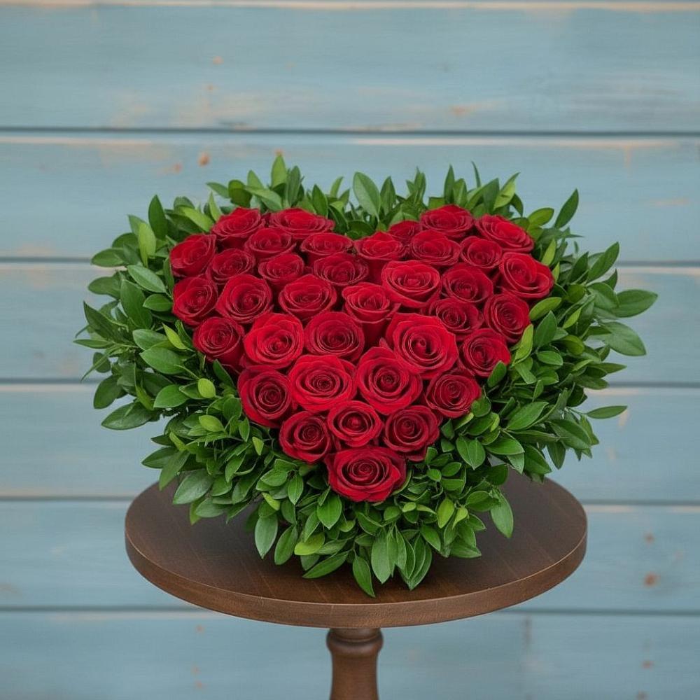 Цветочная композиция из Розы в виде сердца в Нижнеивкино