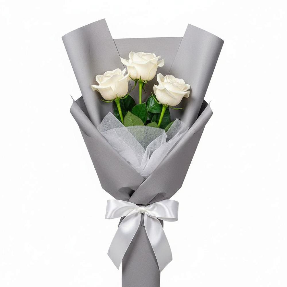 Букет 3 белые розы в Нижнеивкино