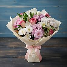 Букет цветов из:  Хризантемы, Альстромерии и Розы в Нижнеивкино