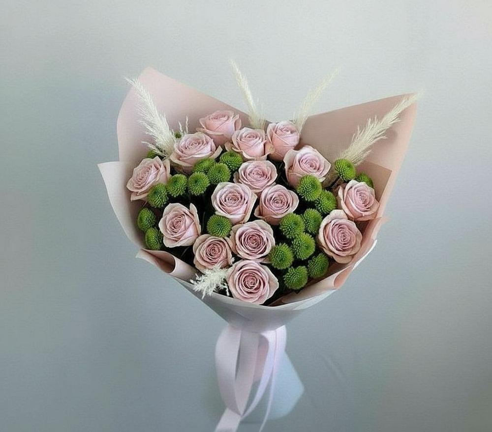 Букет цветов из: Розы и Хризантемы в Нижнеивкино