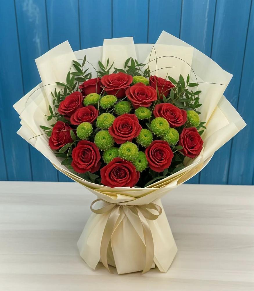 Букет цветов из: Розы и Хризантемы в Нижнеивкино